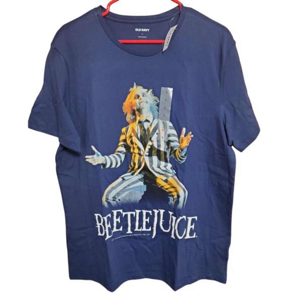 Beetlejuice Adult Graphic T-Shirt Sz L Blue Short Sleeve Old Navy Brand‎ Tee New